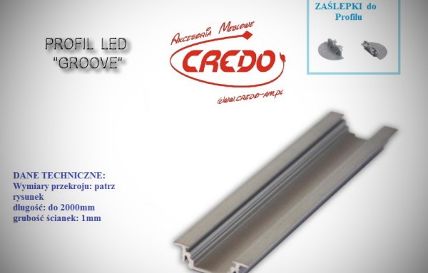 Profil do taśm LED „GROOVE” wpuszczany – aluminium 2m