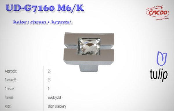 Gałka Meblowa UD-G7160 chrom + kryształ