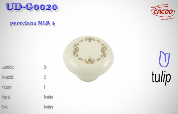 Gałka Meblowa porcelana UD-G0020 MLK3