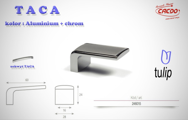 Gałka meblowa TACA aluminium + chrom
