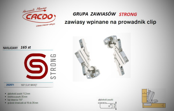 Zawias STRONG  system CLIP   165 stopni