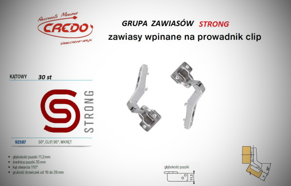 Zawias STRONG  system CLIP   30 stopni