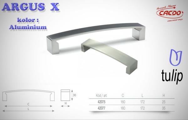 Uchwyt Meblowy ARGUS X aluminium