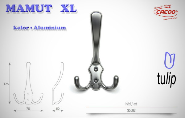 Wieszak meblowy MAMUT XL aluminium